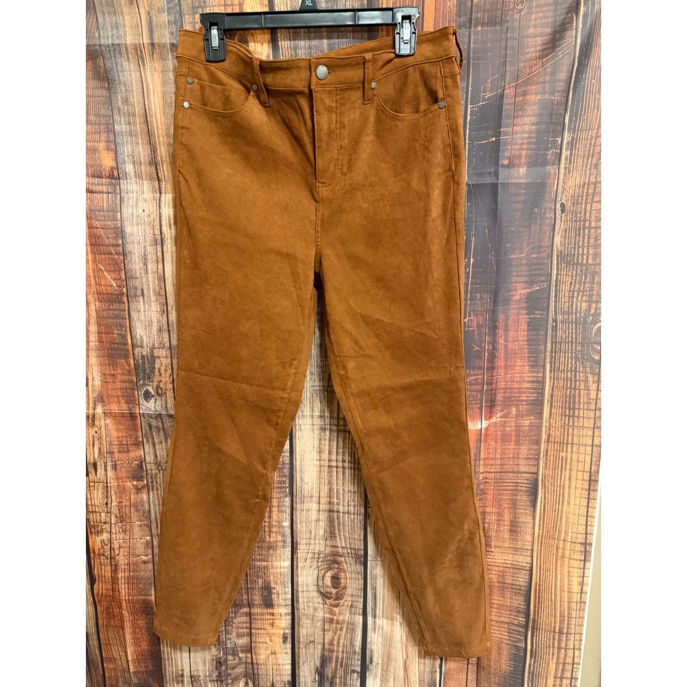 Liverpool Los Angeles Cognac Faux Suede Skinny Pants Brown Size 14/32 Womens